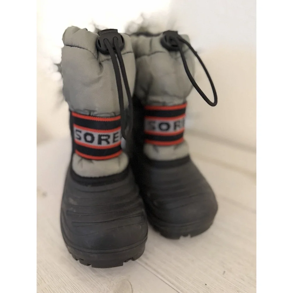 Sorel Snow Boots Black‎ Red Insulated Winter Snowboard Youth Size 10 Waterproof